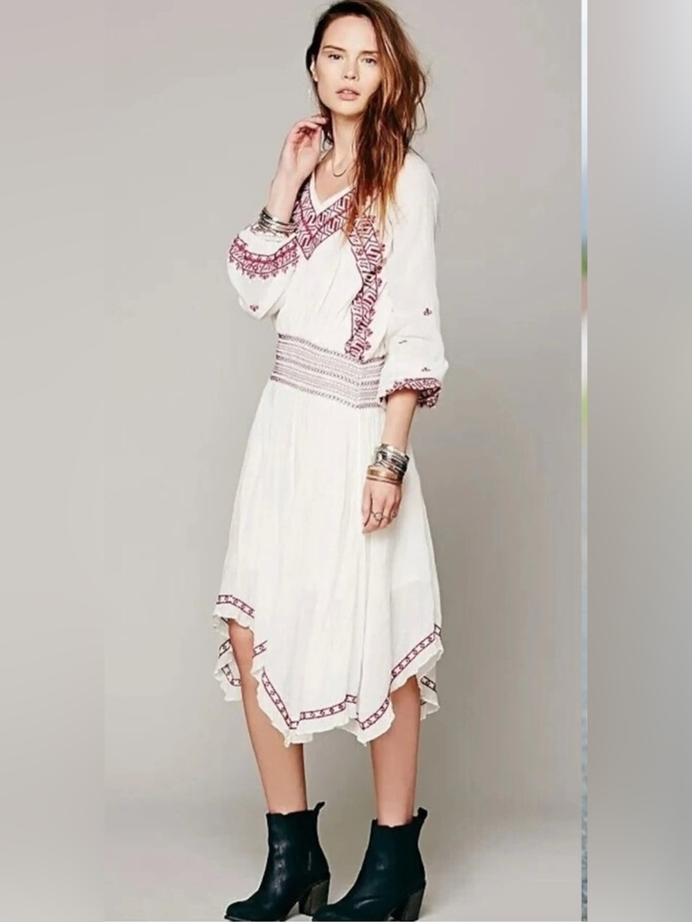 Free People Neo Folk Embroidered Midi Dress – Women’s XS